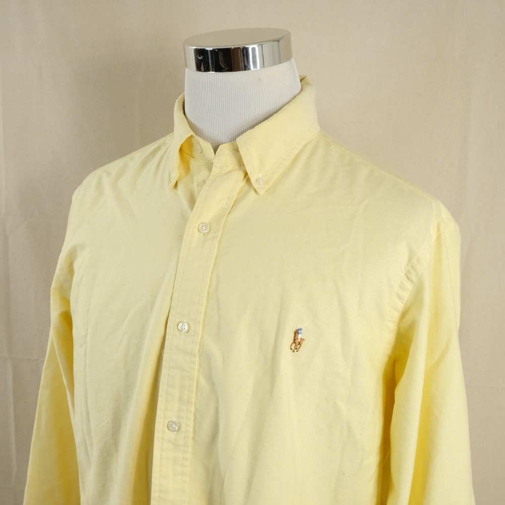 Polo Ralph Lauren XL Classic Fit Oxford Button Down Shirt Yellow 100% Cotton